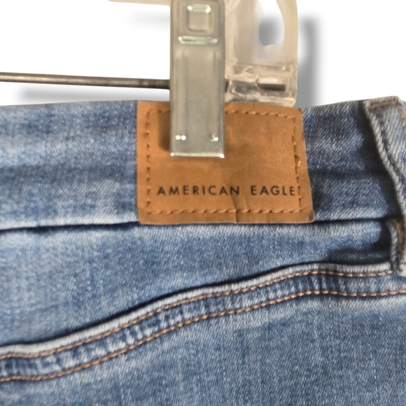 American Eagle Super Curvy High Rise Flare Jean Blue Stretch 18 Short 18S - Picture 13 of 15